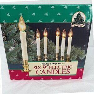 Christmas Window Electric Candles VTG Holiday Classics SET of 6 Decor 9" in Box